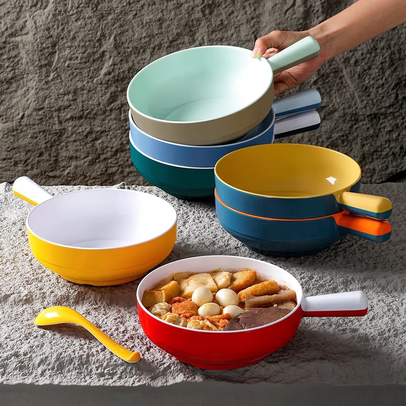 密胺餐具手柄碗商用仿瓷塑料冒菜麻辣烫碗大碗带把汤碗面碗仿瓷