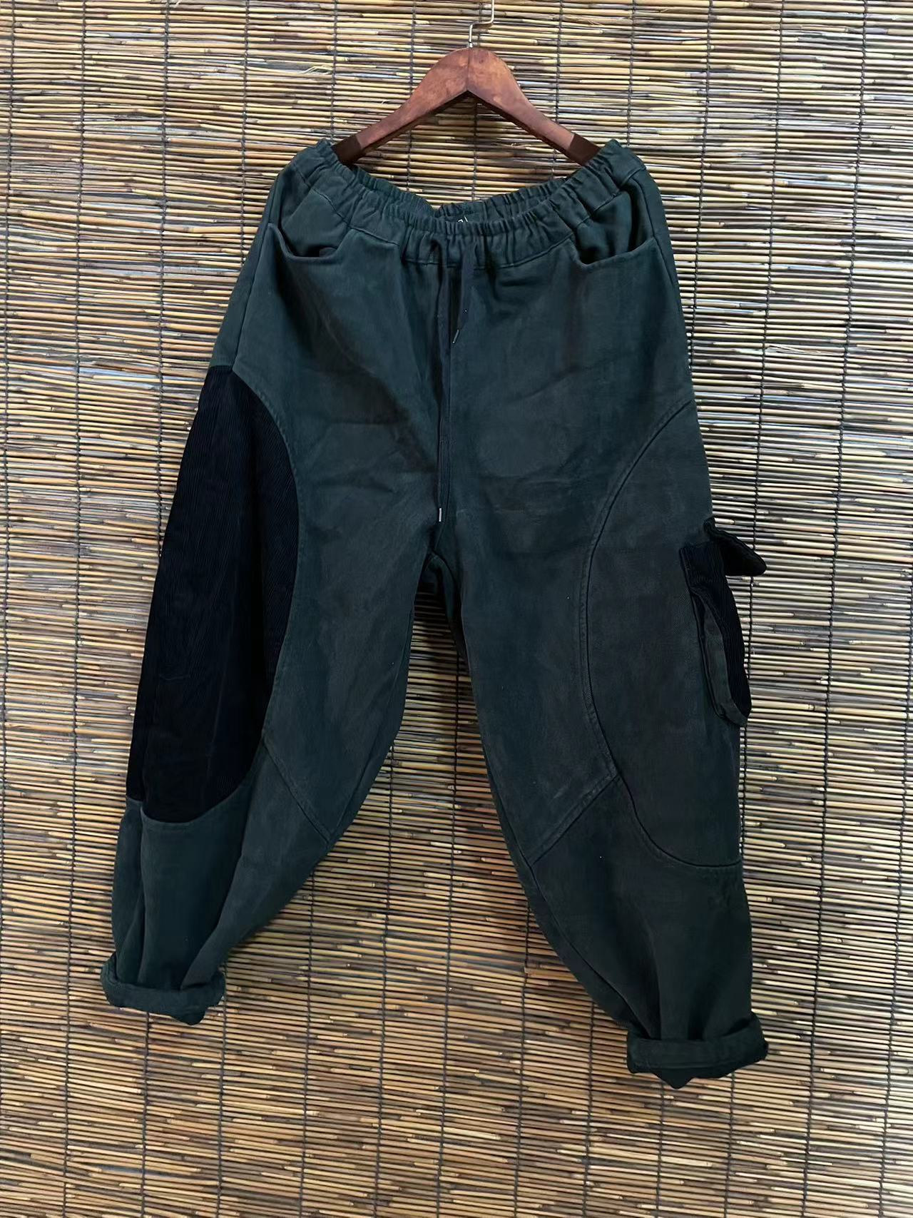 290大口袋拼色加绒休闲裤