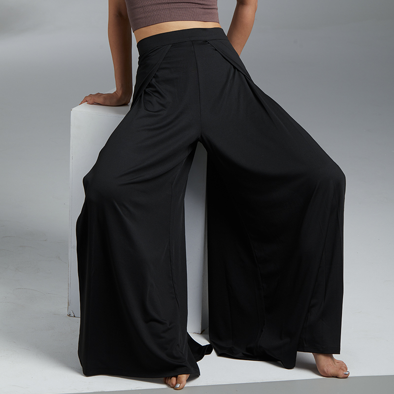 华丽独秀古典舞舞蹈裤练功服飘逸宽松显瘦高开叉弹力阔腿裤现代舞