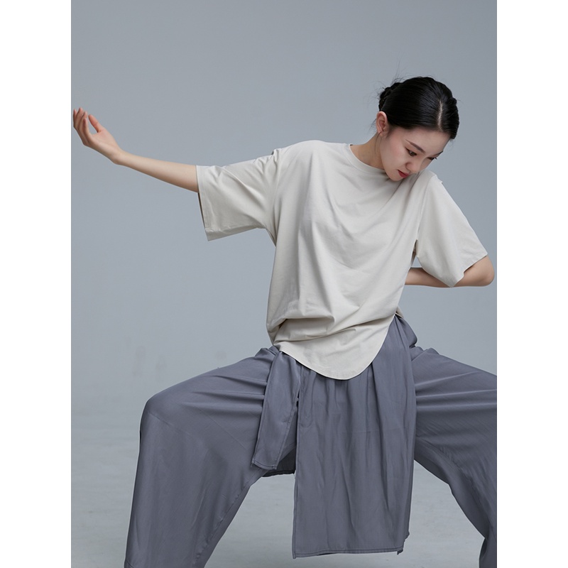 华丽独秀现代舞短袖上衣宽松飘逸舞蹈衣服古典舞形体课练功服夏季