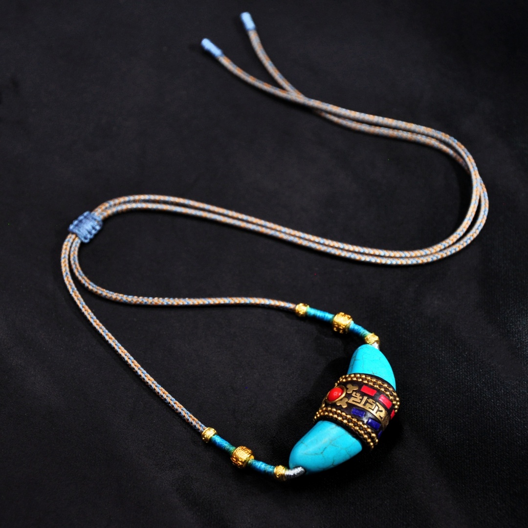 非金属布艺吊坠 【千万福】牛板角编织项链-A0330009