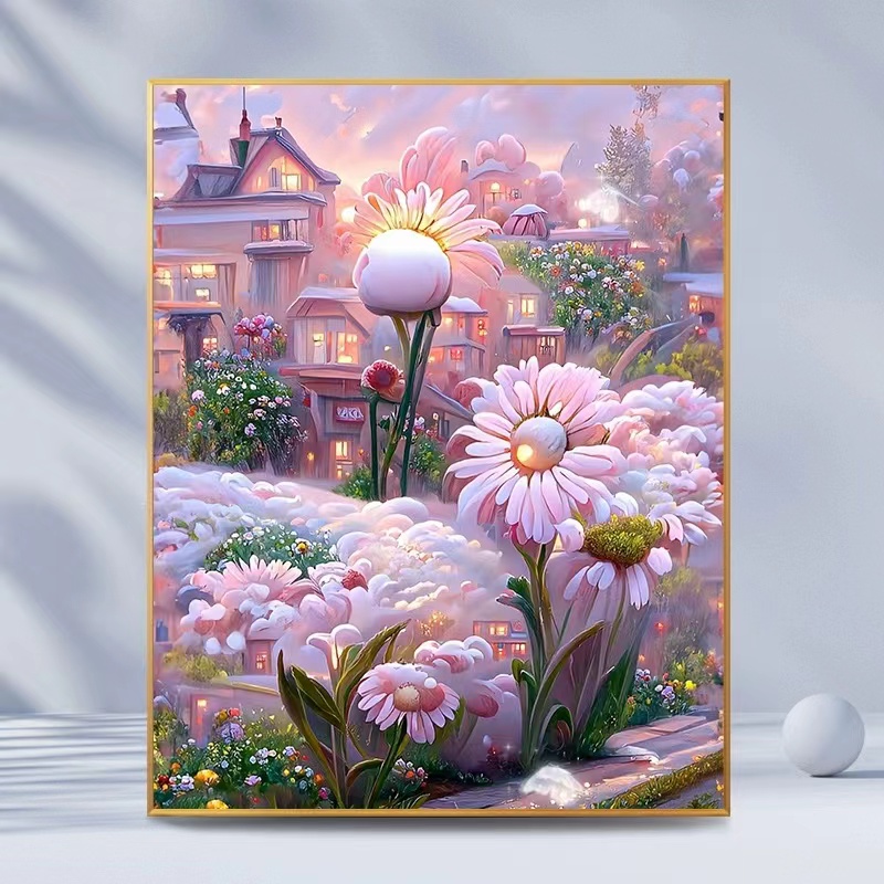 百丝特梦幻系列雏菊圆钻解压diy钻石画客厅玄关装饰画