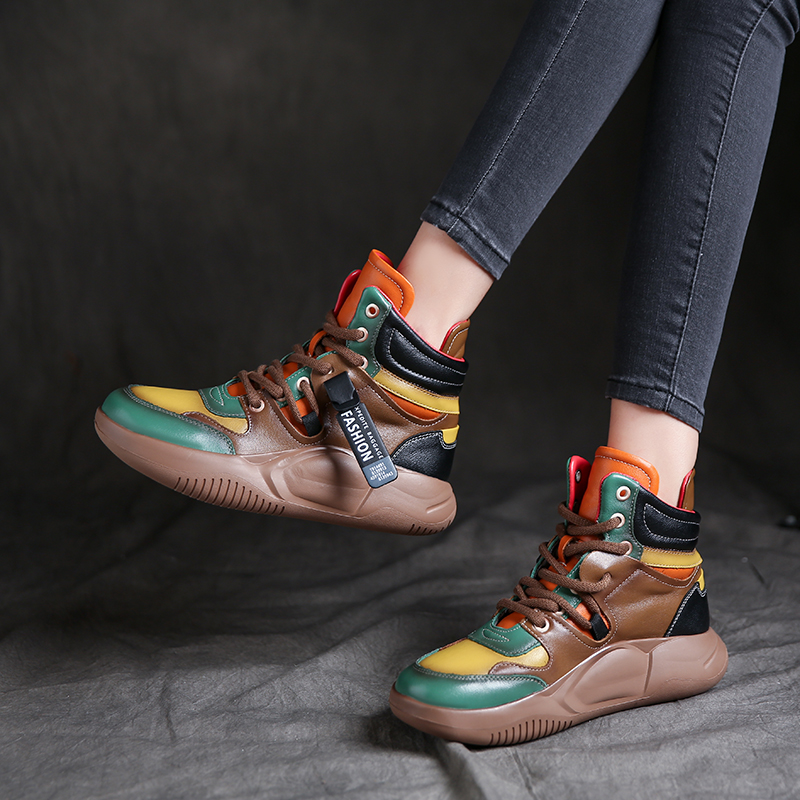 曼易莲秋冬真皮复古手工百搭民族风保暖高颜值洋气显瘦头层牛皮