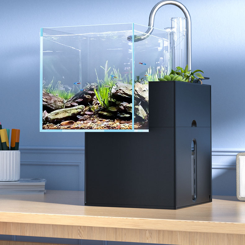   ATMAN创星Brio型生态鱼缸中小型创意玻璃桌面鱼缸玻璃迷你鱼缸