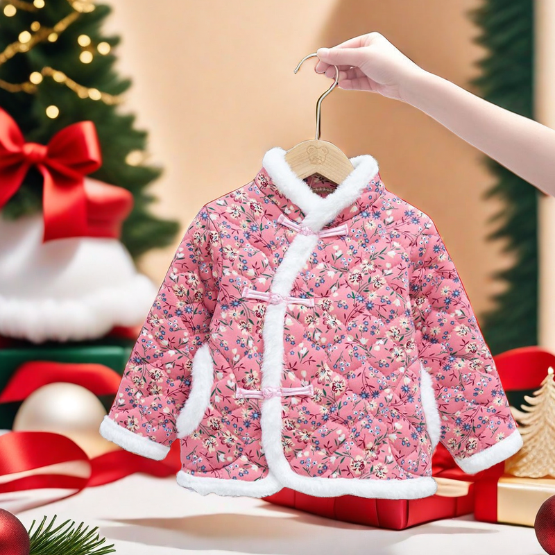 秋冬季新款儿童棉袄民族风加厚宽松棉服宝宝保暖网红碎花拜年服