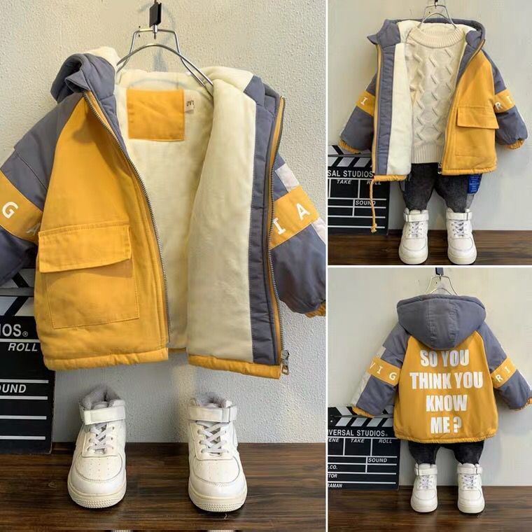 男童秋冬装加厚外套潮冬季洋气2023新款3童装宝宝4岁加绒帅气上衣