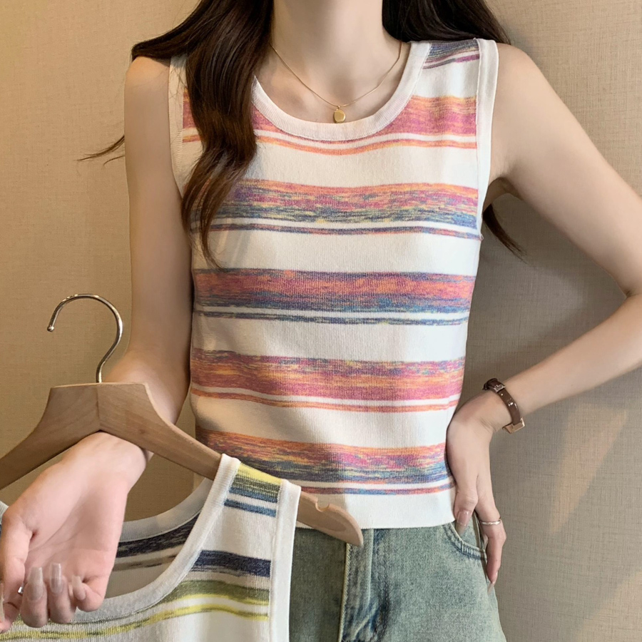  夏季法式别致打底针织吊带背心女新款内搭小众无袖上衣夏外穿