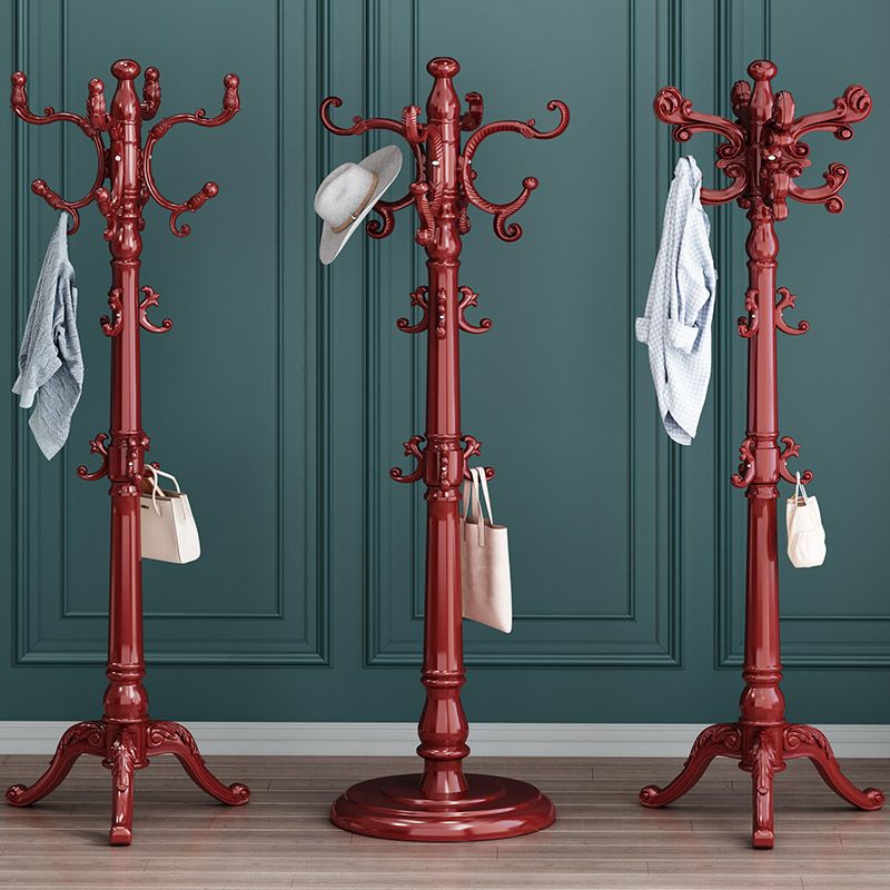 实木欧式衣帽架落地卧室挂衣架家用客厅单杆式简约网红衣服包架子