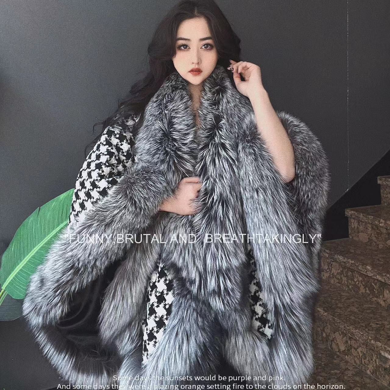 LL【女王优选】潮品时尚冬季气质秀款设计师披肩斗篷98949