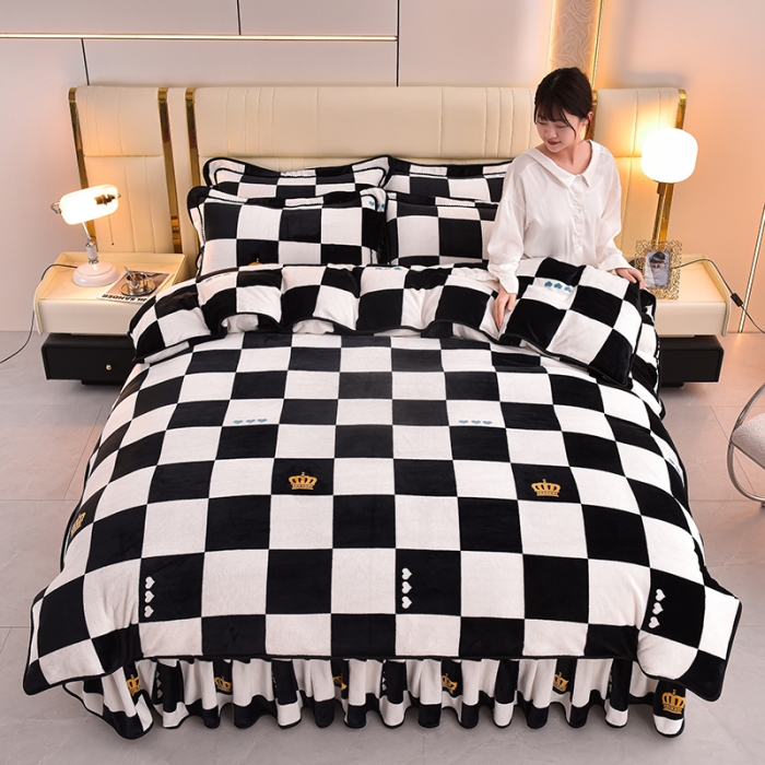 爱哩屋秋冬高克重加厚保暖牛奶绒四件套 柔软细腻 被套4