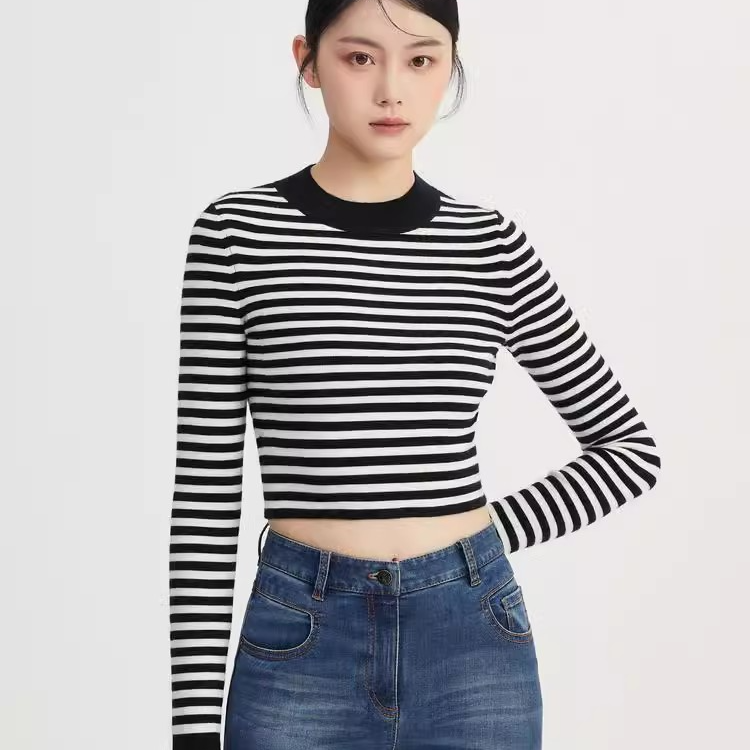 AMASS/阿玛施【新品】秋季条纹山羊绒打底针织衫毛衣5399549