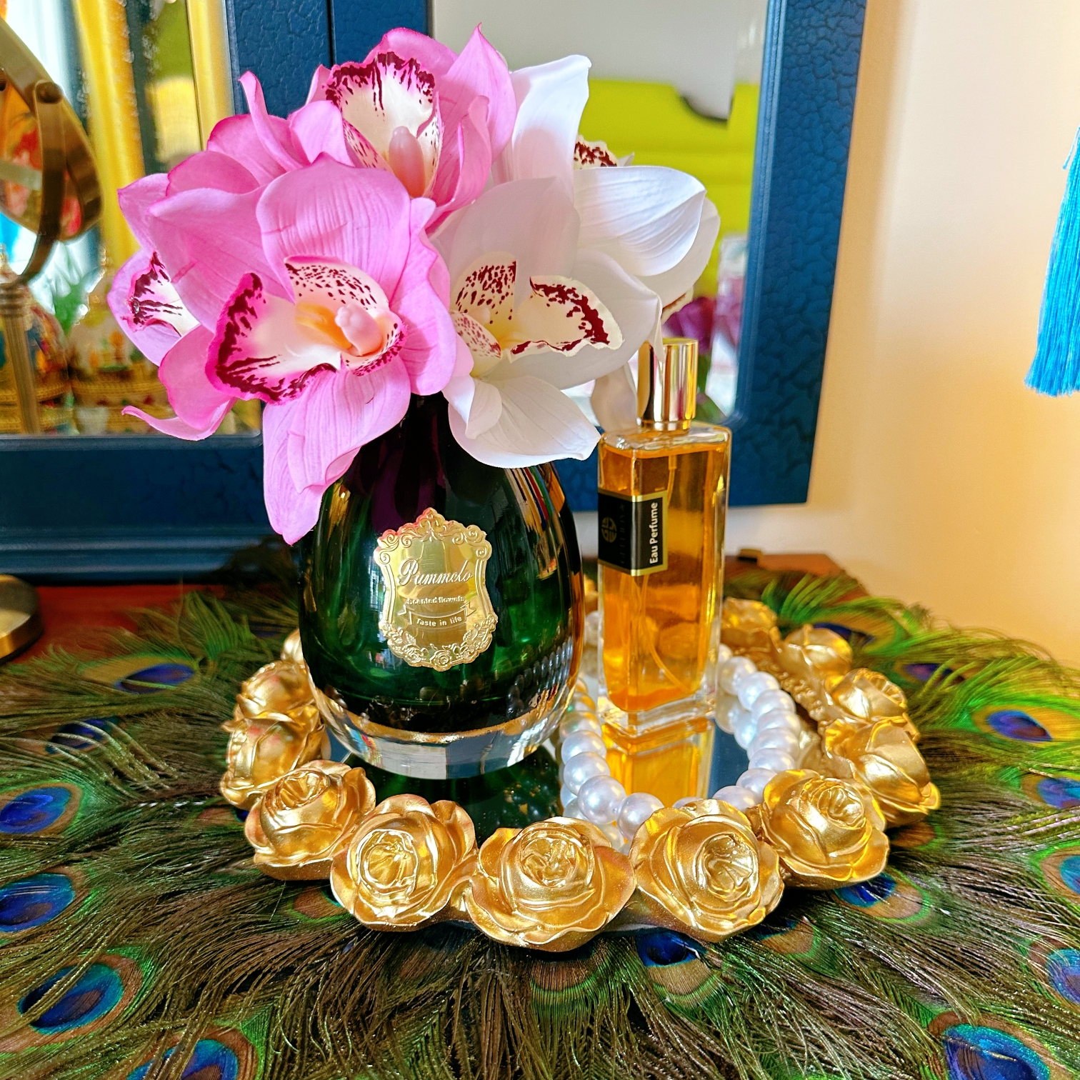 手感保湿蕙兰花束高质仿真花家居装饰餐桌摆件