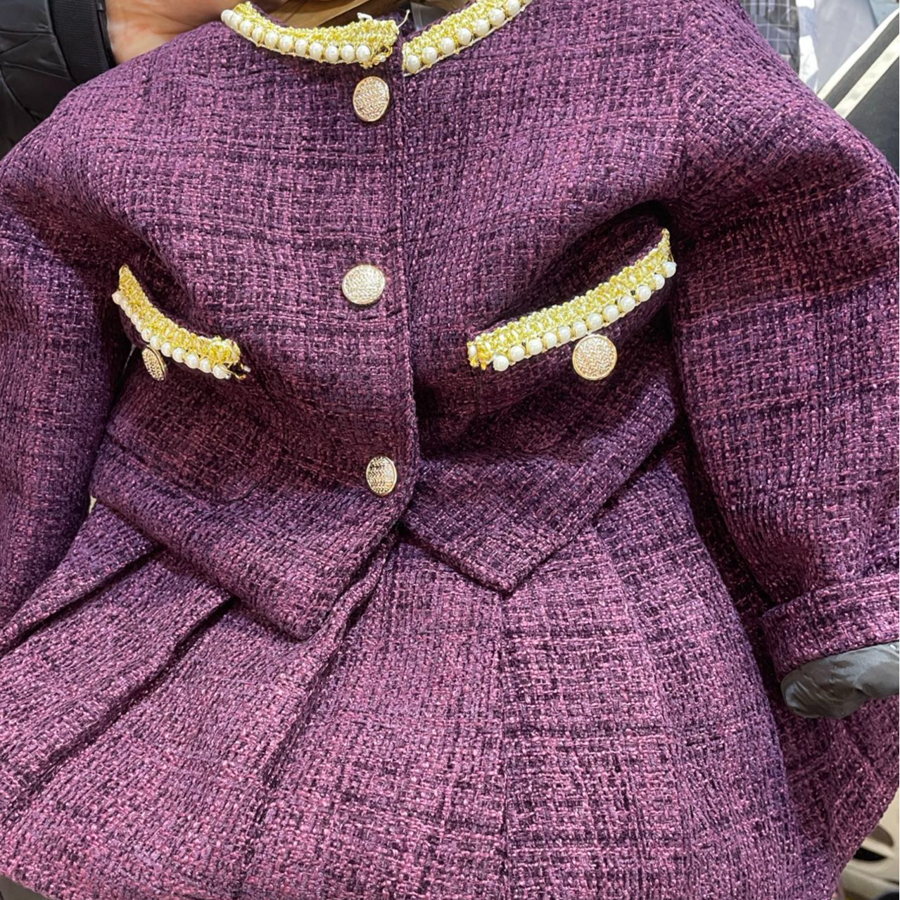 女童香风套装公主儿童洋气2024新款秋冬加厚套装