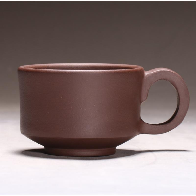 手工紫砂杯带把紫砂杯80毫升紫泥杯主人杯杯子家用茶杯