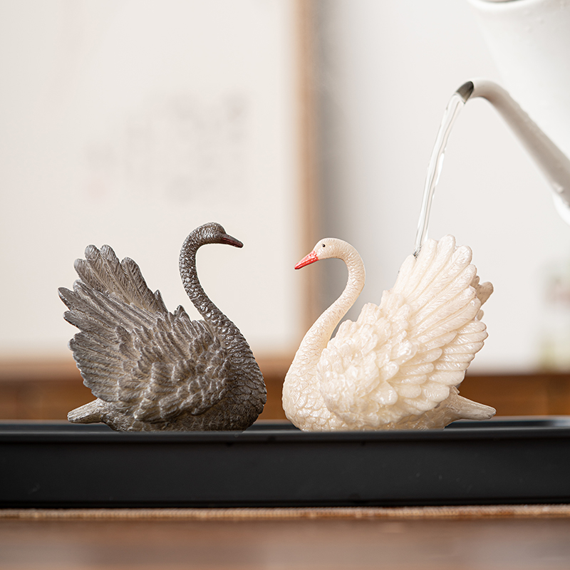 茶宠摆件创意个性变色茶虫可养天鹅茶玩茶桌茶盘茶台功夫茶道配件