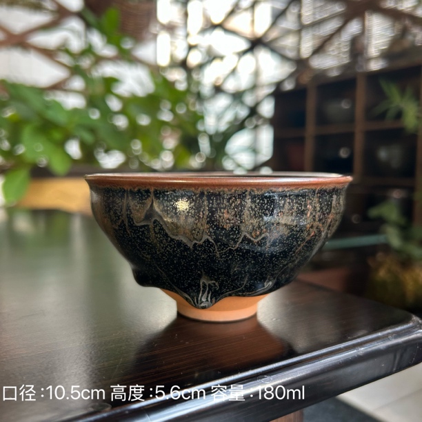 【贵稀堂】龙窑柴烧 束口柿红茶末盏 建窑建盏纯手工主人杯