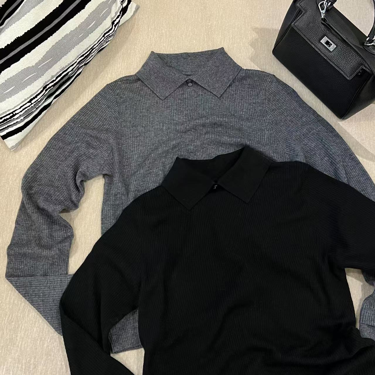 米可/MK-1391【POLO领T恤】时尚休闲气质百搭冬季新款POLO领T恤