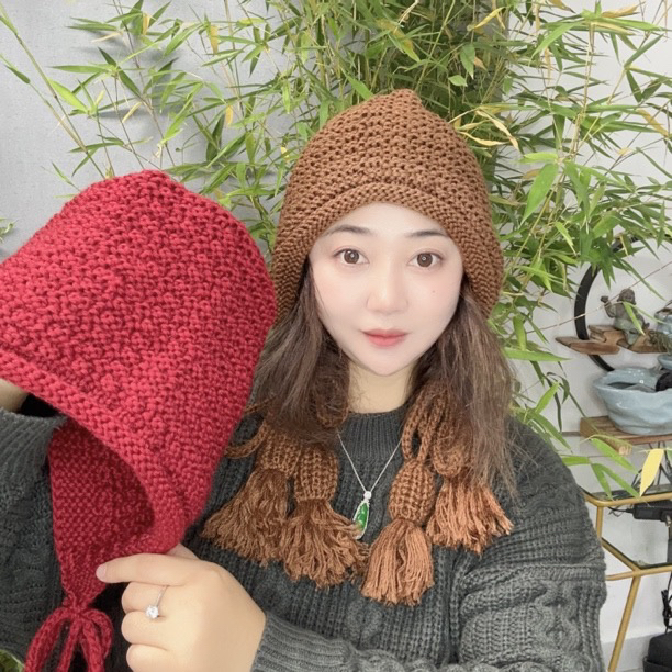 大跃家秋冬新款韩版时尚修饰脸型显脸小针织铃铛帽网红秋冬季日系