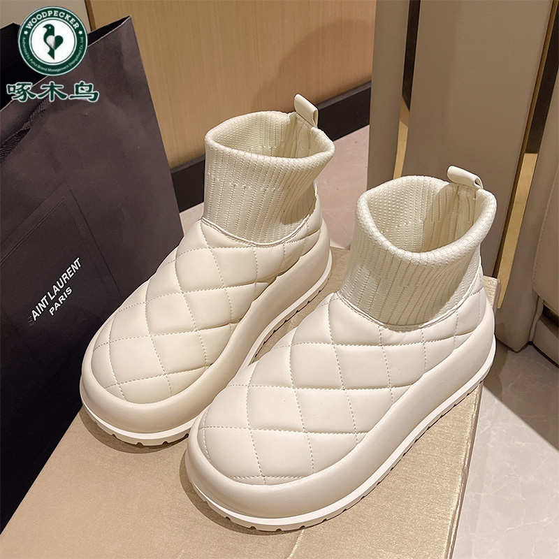 啄木鸟爆款雪地靴女2025新款冬外穿保暖加绒加厚防滑厚底东北棉鞋