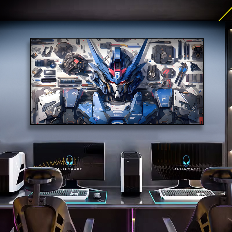 高达动漫炫酷机甲装饰画电竞房网咖高级大气卧室客厅挂画可定制