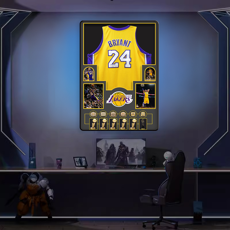 NBA科比玄关装饰画篮球明星24号球衣男孩寝卧室墙画宿舍竖版挂画