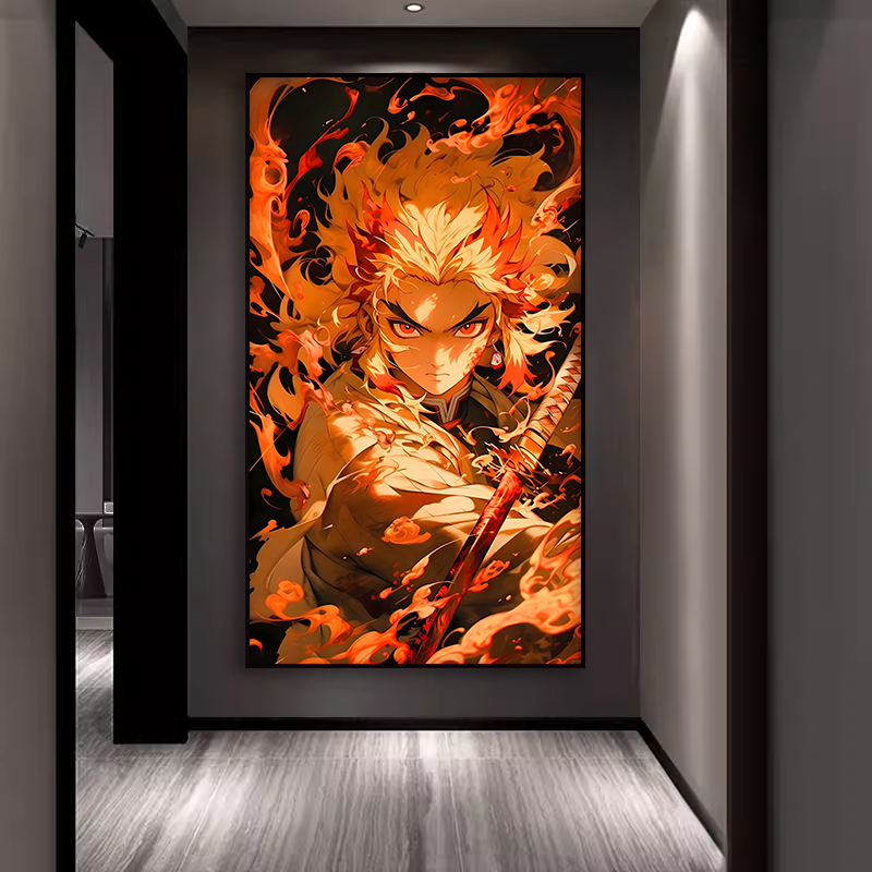 鬼灭之刃炼狱杏寿郎电竞房间墙面装饰画网咖二次元游戏卧室挂画