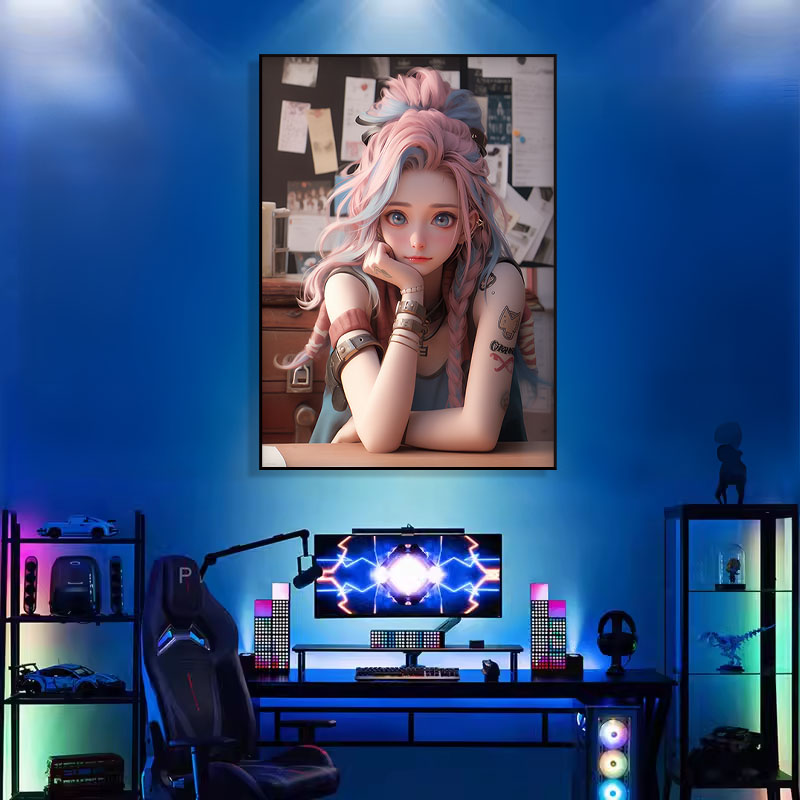 LOL金克斯萨勒芬妮装饰画男女生客厅沙发背景卧室宿舍挂画定制