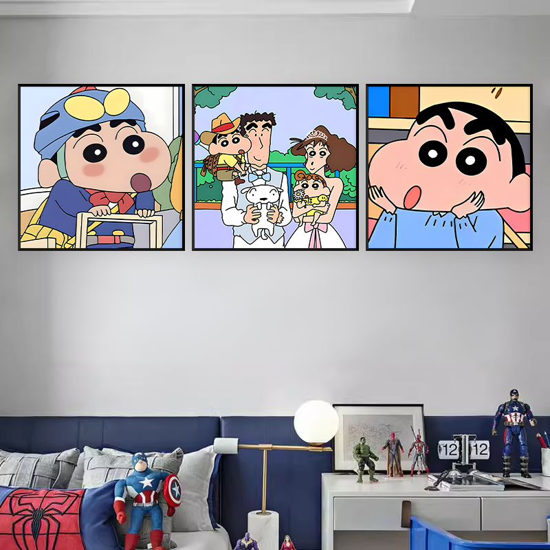 蜡笔小新装饰画可爱卡通动漫人物卧室房间壁画