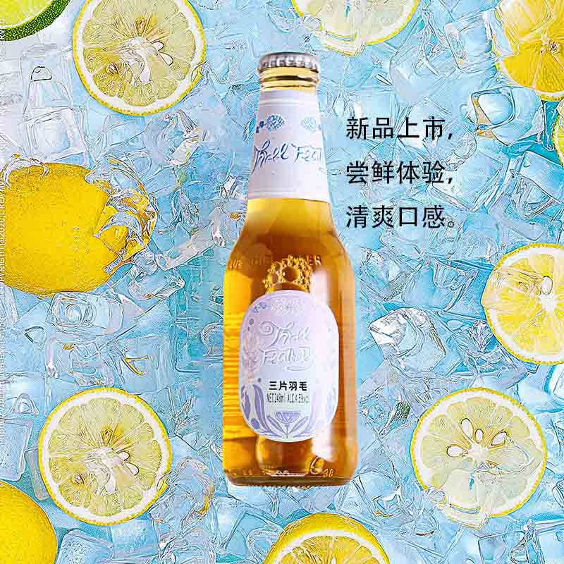 【新品上市】三片羽毛248ml*5瓶黄啤酒整箱啤酒4.5%vol//11°P尝鲜装