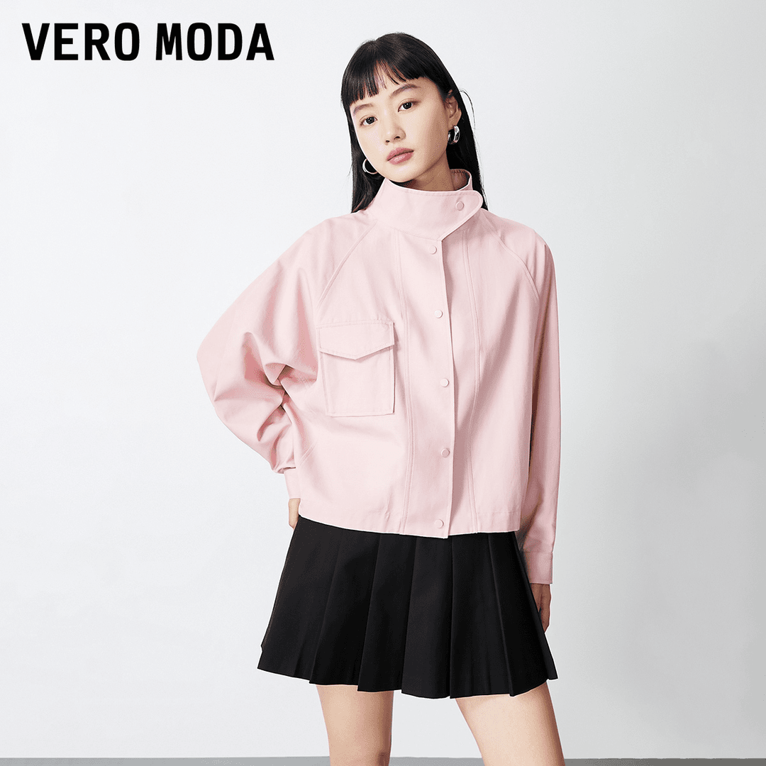 Vero Moda2025新款夹克外套女直筒立领长袖简约流光风324317010