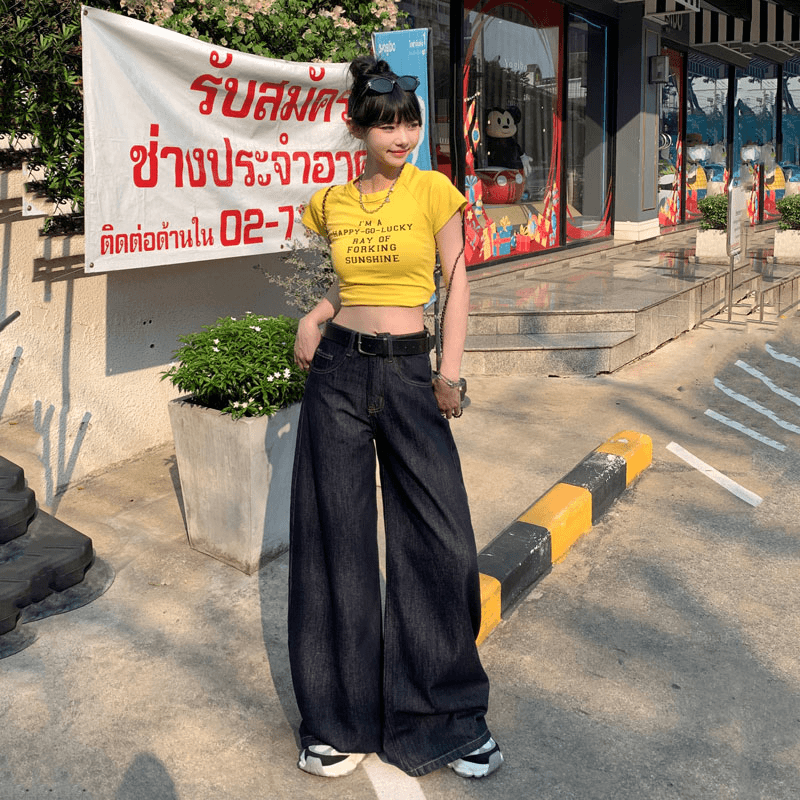 复古宽松阔腿牛仔裤女2025夏季新款网红爆款百搭显瘦垂感拖地裤子