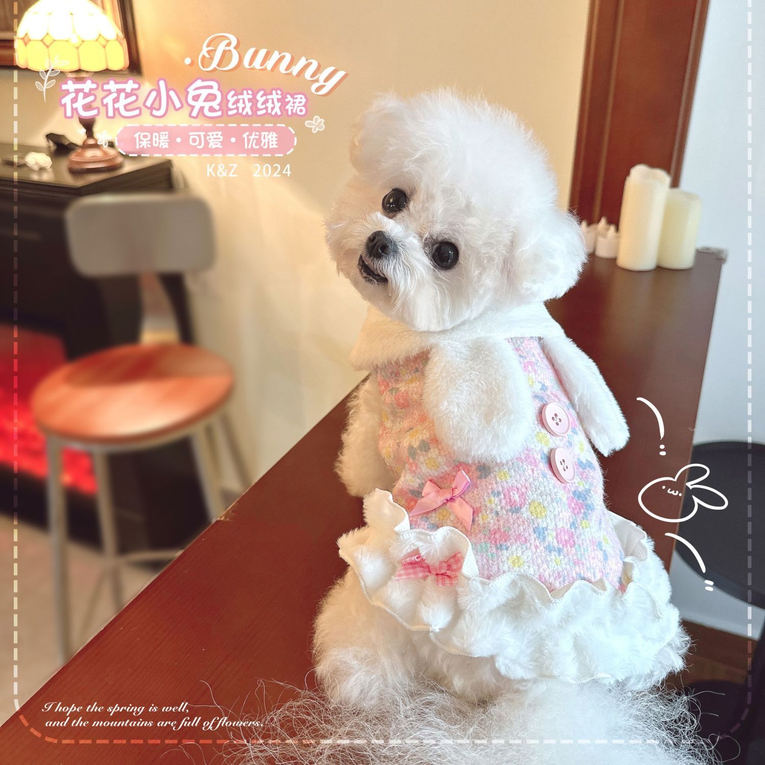 KZ正品 绒绒兔保暖春夏秋宠物泰迪比熊小奶狗狗猫咪秋冬装衣服裙
