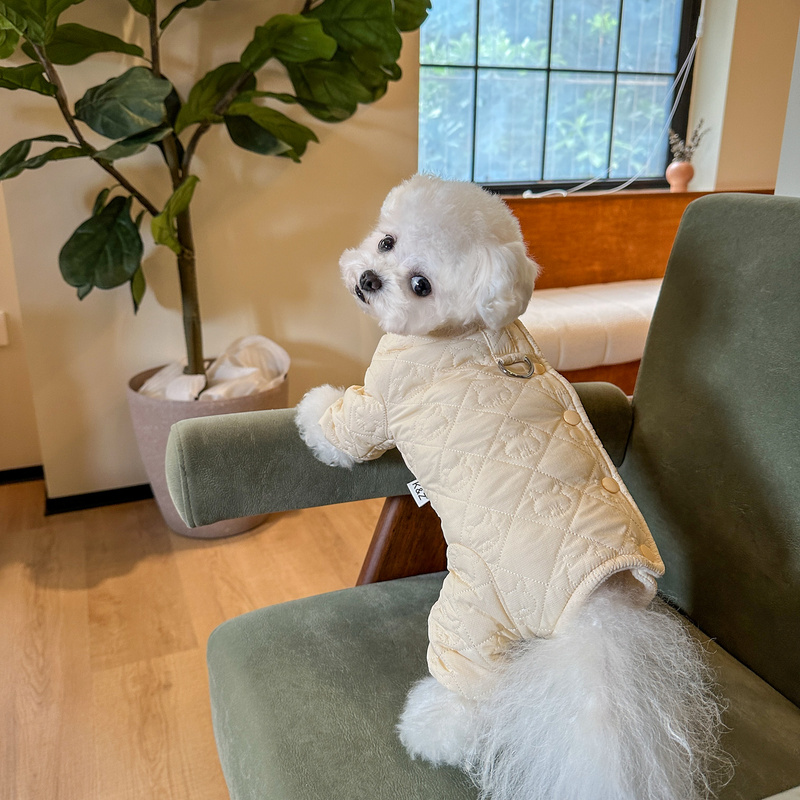 KZ正品 好暖的外出包肚装!!秋冬狗狗衣服宠物比熊棉衣装 带牵引环