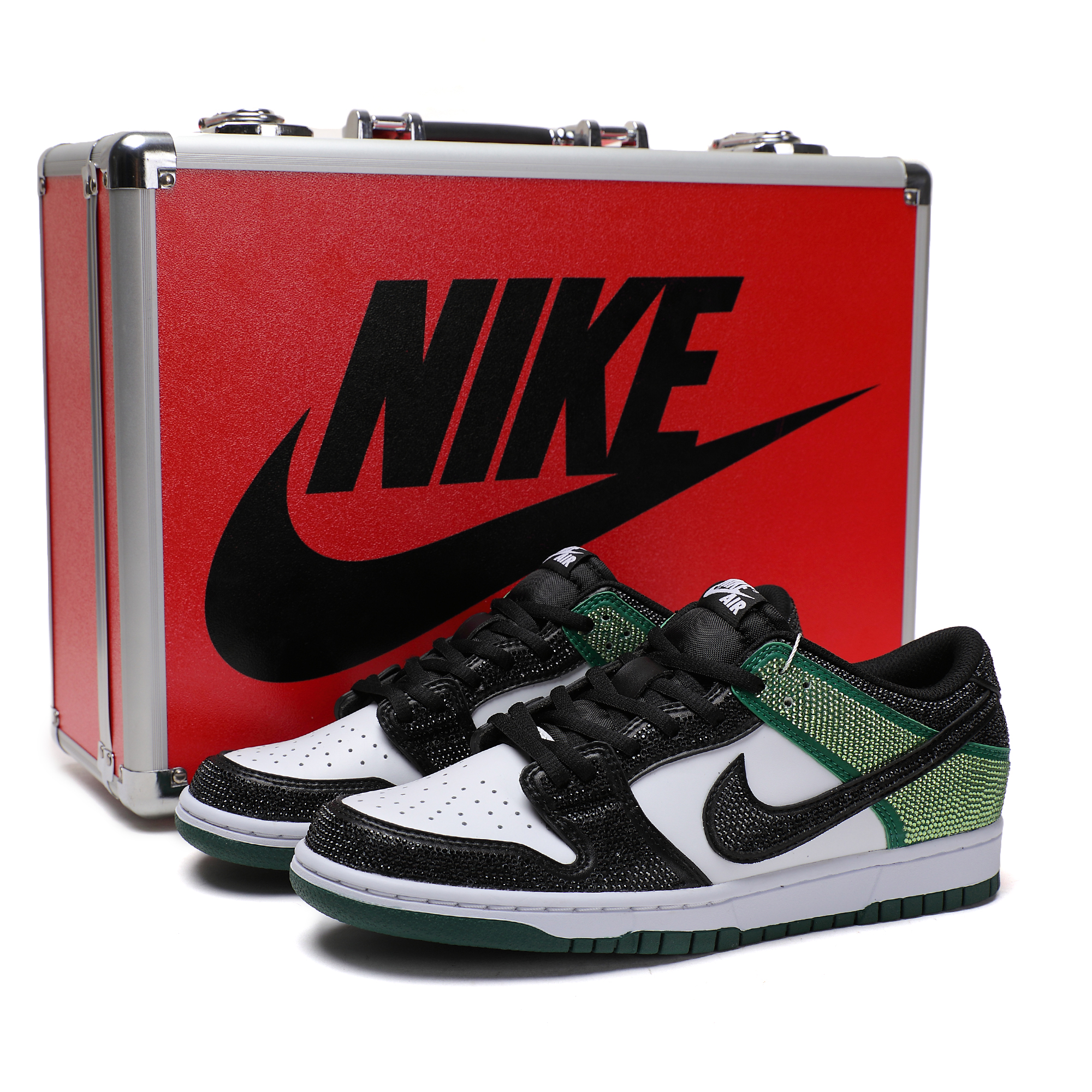 NIKE/耐克dunk满钻黑绿【定制球鞋】情侣款潮鞋潮流百搭潮鞋