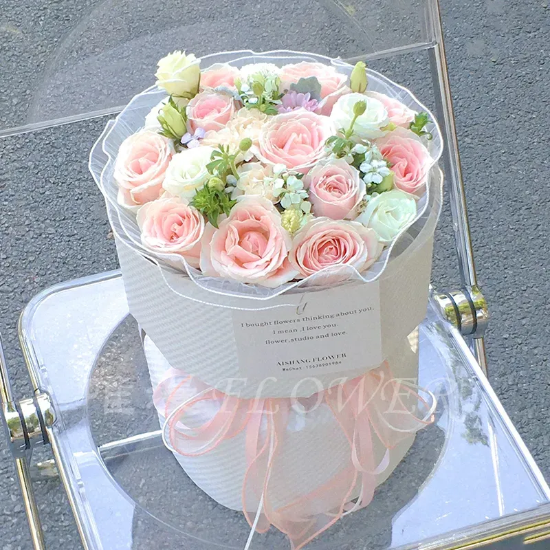 11朵粉玫瑰桔梗小香风花束B776玫瑰花送女友老婆花店生日鲜花小时达送花上门鲜花花束礼物