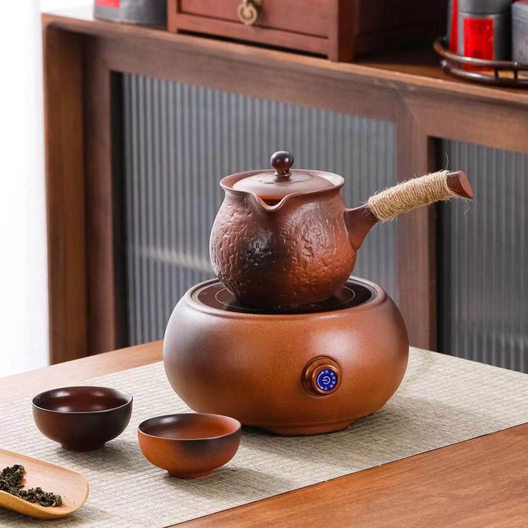 围炉罐罐煮茶器侧把茶壶粗陶瓷户外小茶炉子烧家用炭火室内电陶炉
