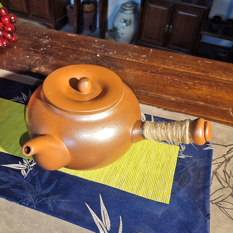 围炉煮茶家用煮茶烧水火山石侧把柴烧陶瓷泡茶壶