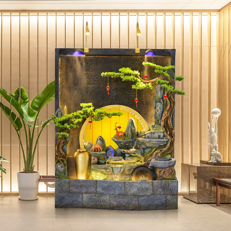 宜泉艺假山水幕墙流水墙水景墙屏风隔断公司饭店酒店会所开业送礼
