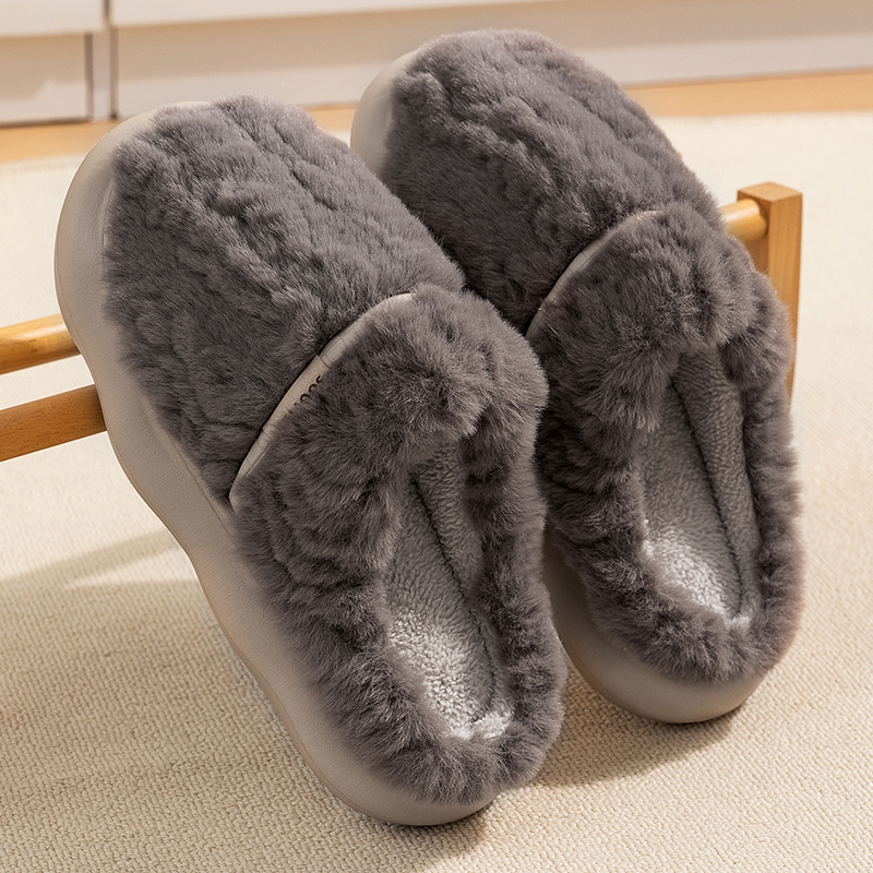 踩屎感棉拖鞋男士冬季外穿简约厚底防滑毛绒保暖情侣室内居家拖鞋