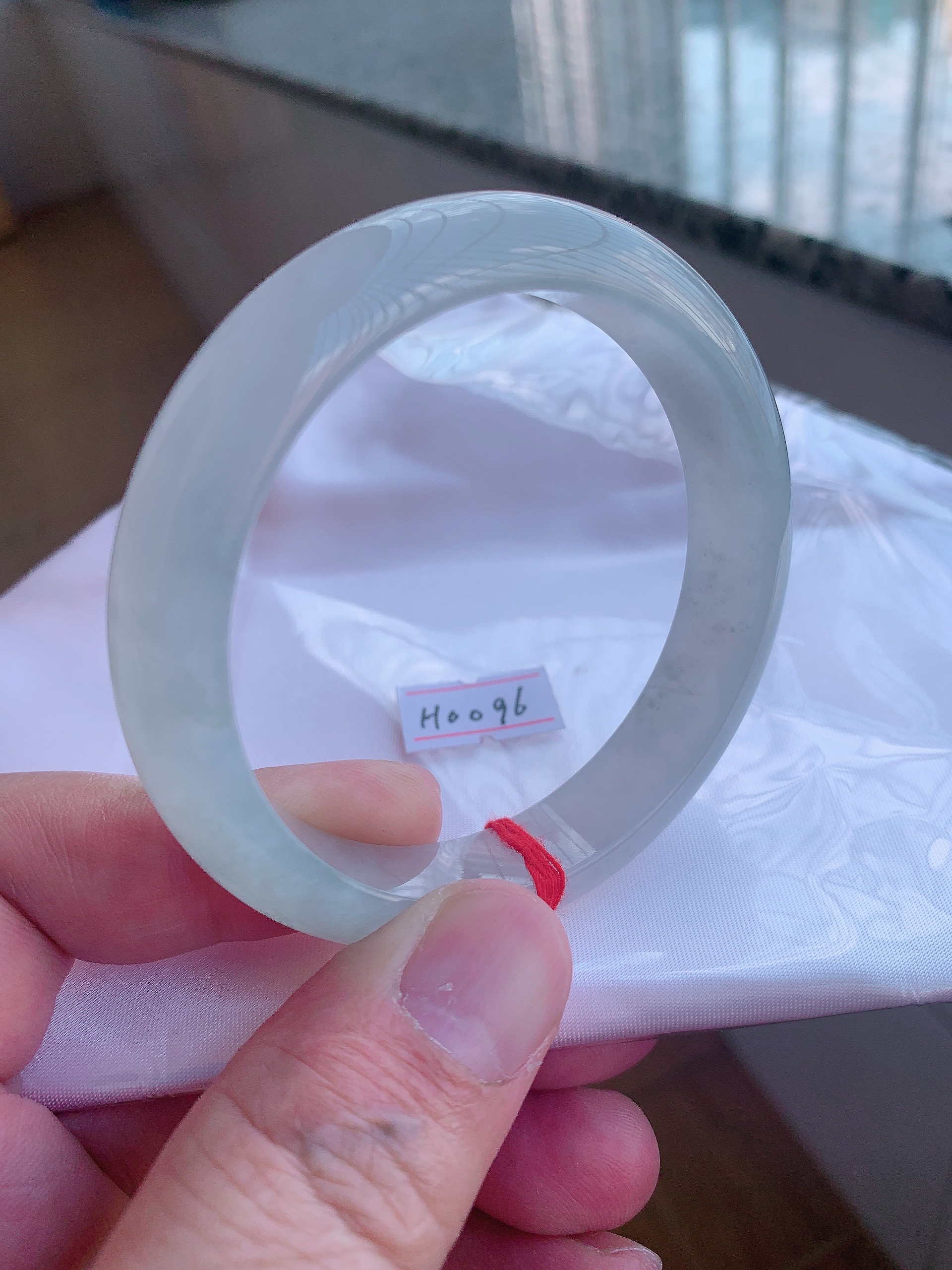 57圈老坑冰种天然A货翡翠手镯女款白色少女冰透女士时尚高冰精美