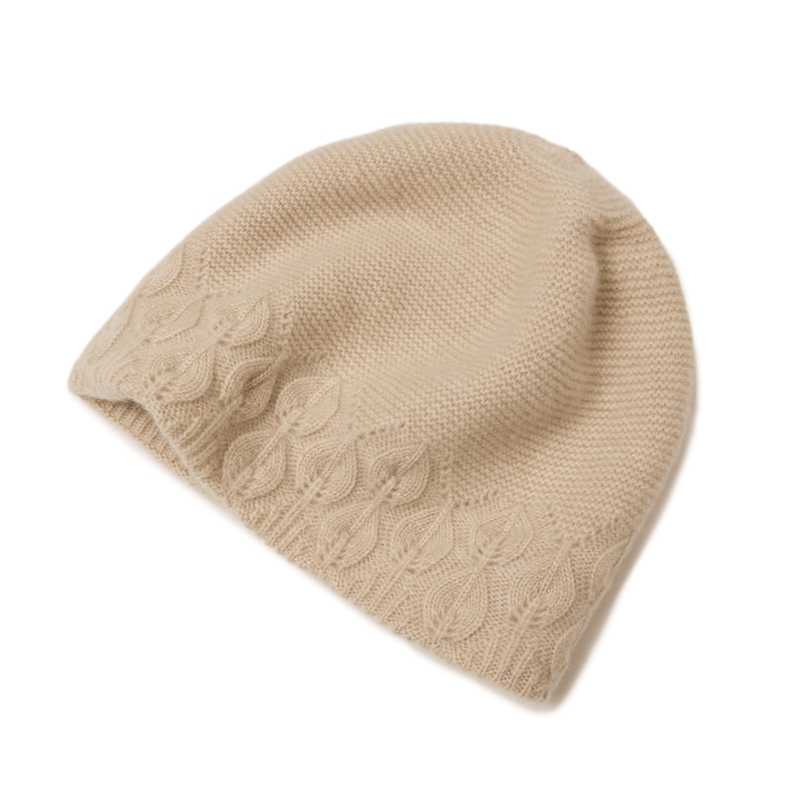 康赛妮秋冬季新款100%纯羊绒帽子女士双层保暖显脸小