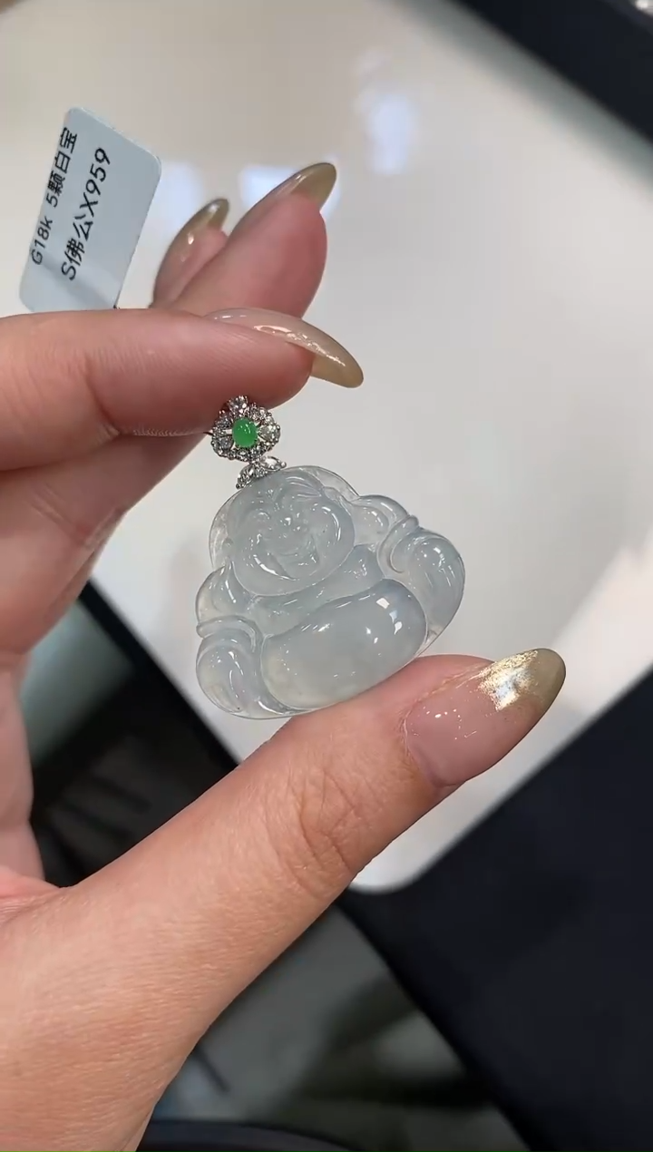 【闪购商品】翡翠吊坠(不含链)18K金镶嵌佛公