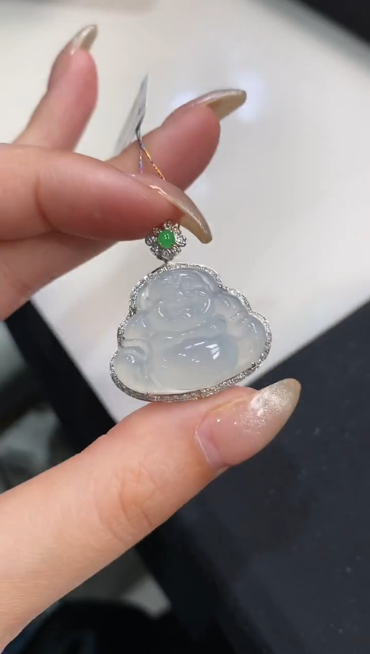 【闪购商品】翡翠吊坠(不含链)18K金镶嵌佛公