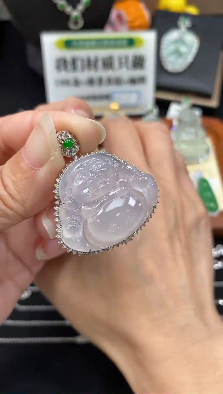 【闪购商品】翡翠吊坠(不含链)18K金镶嵌佛公