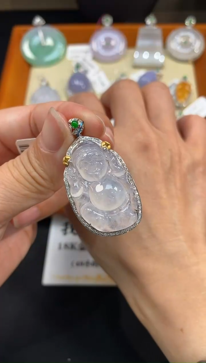 【闪购商品】翡翠吊坠(不含链)18K金镶嵌米爷