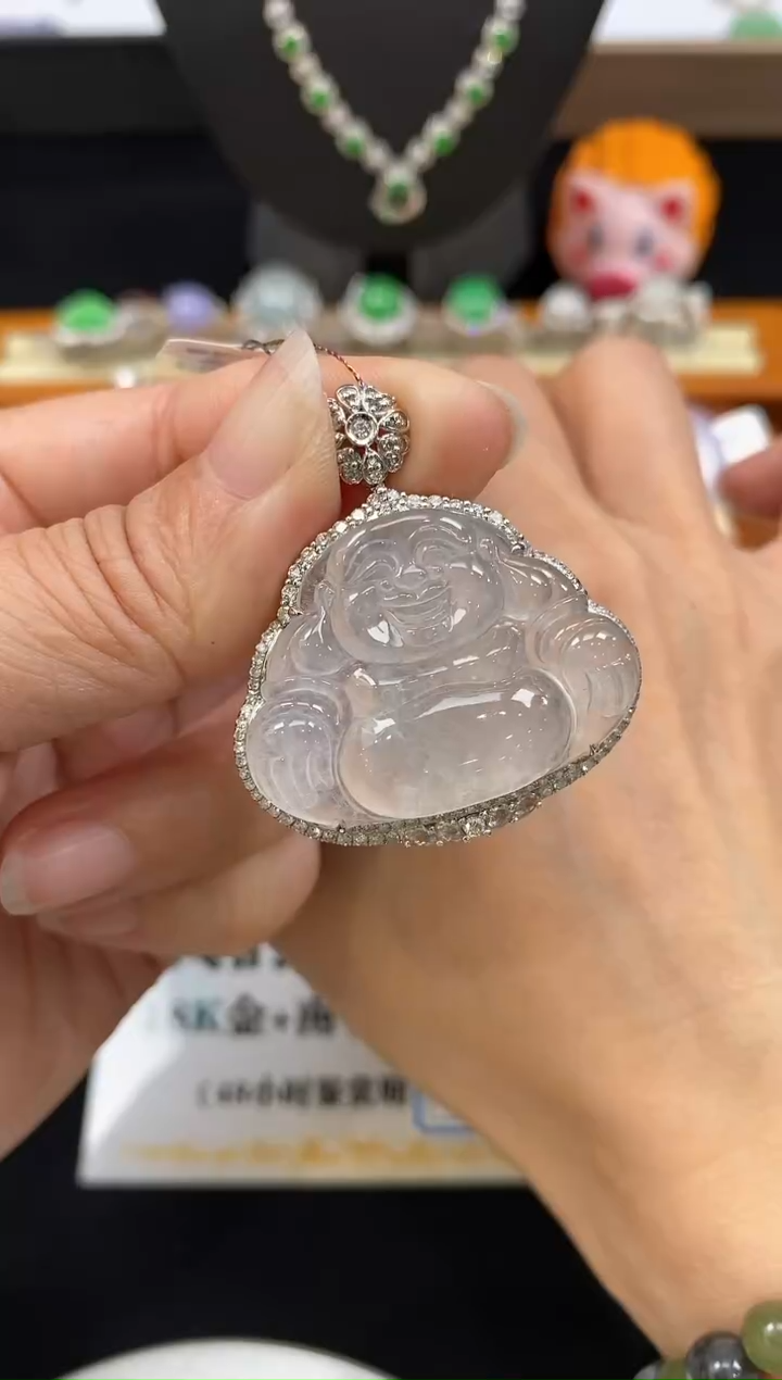 【闪购商品】翡翠吊坠(不含链)18K金镶嵌佛公