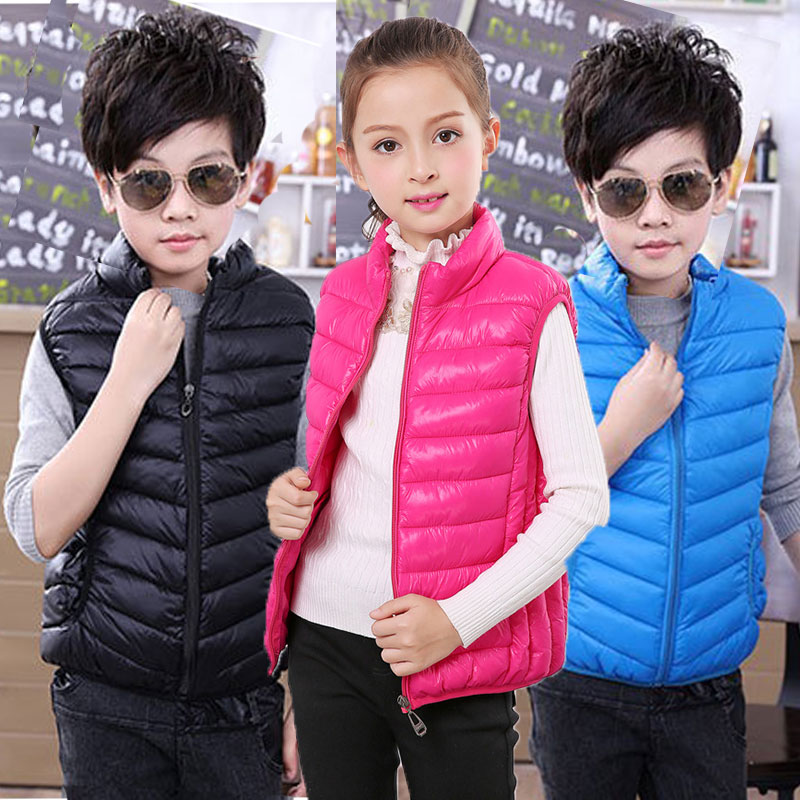 2024轻薄儿童马甲立领男童女童冬季背心外穿宝宝中大童柔软棉秋冬