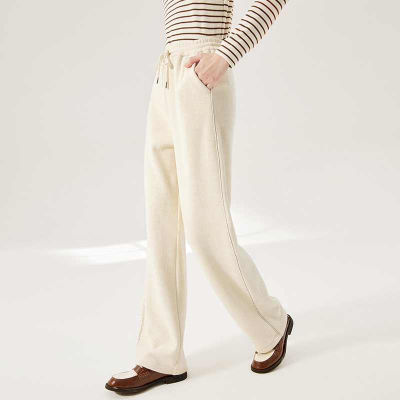 【小春子专属】K834063休闲裤香影米白色直筒休闲裤高腰秋冬