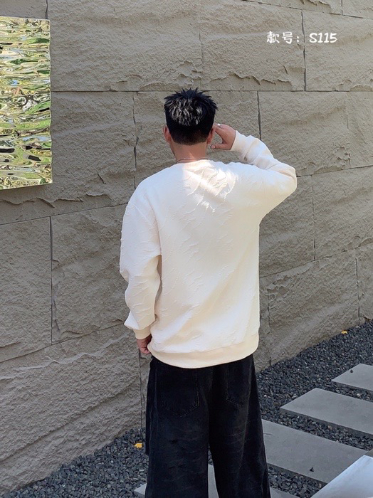 男士春秋季简约圆领提花卫衣宽松休闲长袖t恤潮流百搭