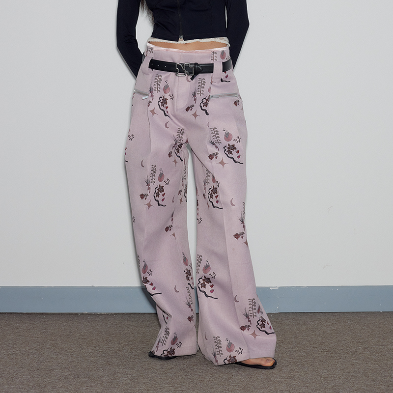 MEDIUM WELL_手绘印花西裤_Floral Pants